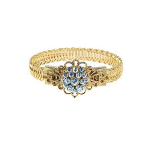 1928 Jewelry Radiant Light Sapphire Blue Crystal Cluster Floral Bracelet #39